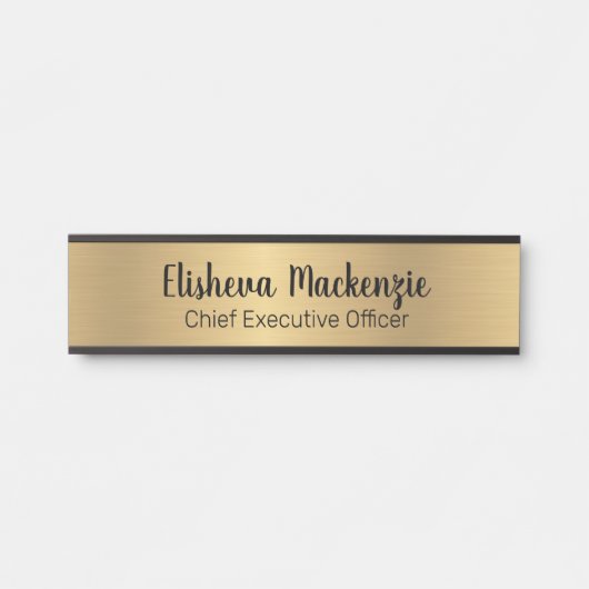 Porte de bureau Faux Gold Signes Nom Plaque (Devant)
