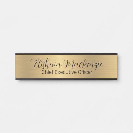 Porte de bureau Faux Gold Signes Nom Plaque (Devant)