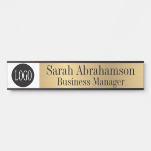 Porte de bureau or Signale long 10" Plaque de nom