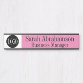 Porte de bureau rose Longue 10" Plaque de nom (Devant)