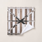Porte de grange rustique multi-bois blanc et marro (Gant de toilette)