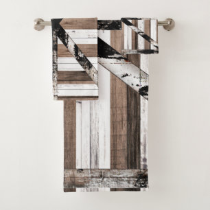 Porte de grange rustique multi-bois blanche et mar