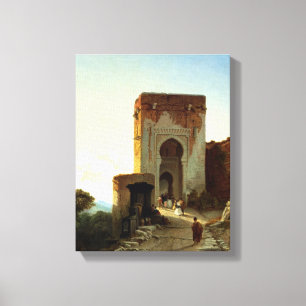 Porte de Justice, Alhambra, Granada (olie op canva Canvas Afdruk