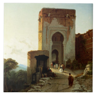 Porte de Justice, Alhambra, Granada (olie op canva Tegeltje