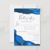 Porte de marbre Royal bleu Menu Choix Mariage RSVP (Devant)