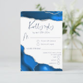Porte de marbre Royal bleu Menu Choix Mariage RSVP (Debout devant)