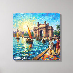 Porte de Mumbai Inde Port Vintage Toile Étirée
