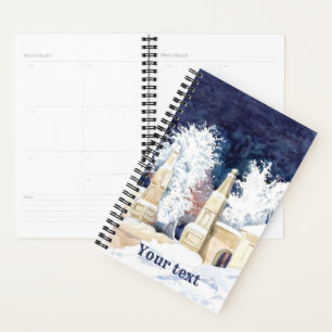 Porte d'hiver de nuit aquarelle