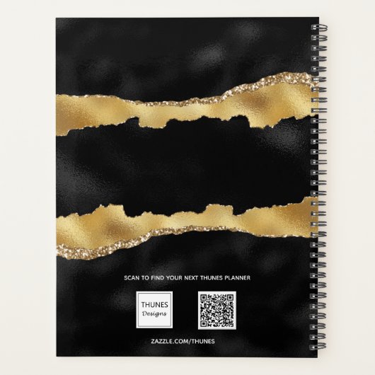 Porte d'or noir marbre nom script élégant (Dos)