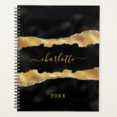 Porte d'or noir marbre nom script élégant (Devant)