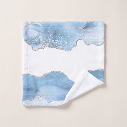 Porte en argent bleu tendance (Gant de toilette)