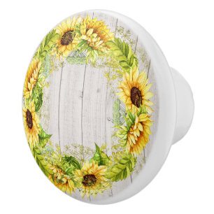 Porte En Céramique Armoire de tournesol rustique / Bouton de tiroir