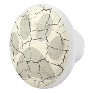 Porte En Céramique Bouton animal blanc criqué de tiroir d'empreinte