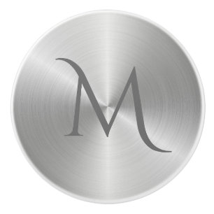 Porte En Céramique Bouton argenté de traction de tiroir de monogramm