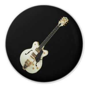 Porte En Céramique Bouton blanc d'arrière - plan de noir de guitare