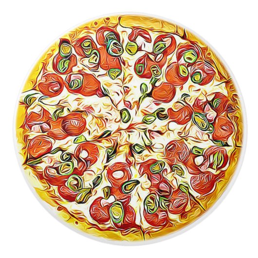 Porte En Céramique Bouton de buffet de pizza de fromage de pepperoni (Devant)