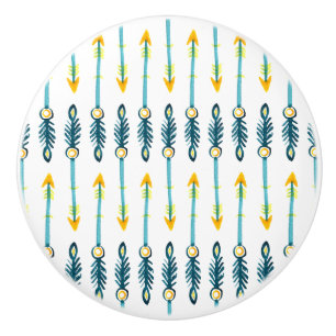 Porte En Céramique bouton de flèches jaune chic boho