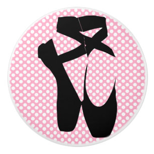 Porte En Céramique Bouton de meubles de pantoufles de ballet de noir