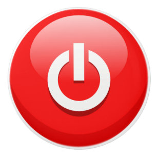 Porte En Céramique Bouton de puissance rouge géant