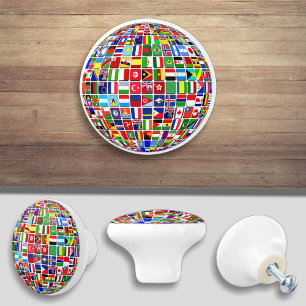 Porte En Céramique Bouton de tiroir de meuble avec drapeau de pays du