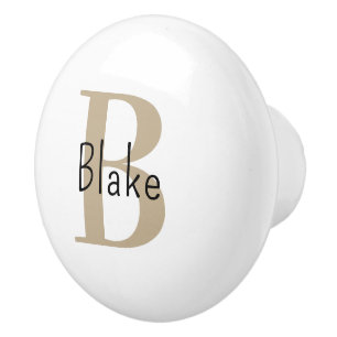 Porte En Céramique Bouton de tiroir de nom neutre avec monogramme mar