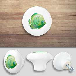 Porte En Céramique Bouton de tiroir de style dessin animé Poisson Tro