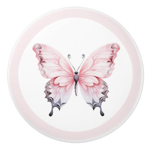 Porte En Céramique Bouton de tiroir élégant papillon rose pour fille