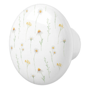 Porte En Céramique Bouton de tiroir Marguerite jaune Petit motif fl