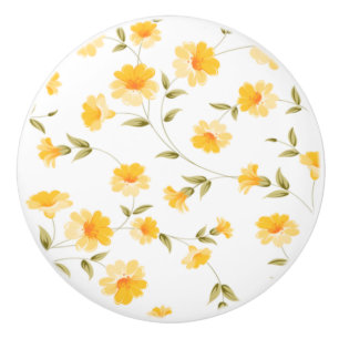 Porte En Céramique Bouton de tiroir Marguerite jaune Petit motif fl