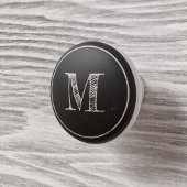 Porte En Céramique Bouton de tiroir monogramme noir et blanc rustique