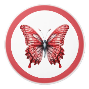 Porte En Céramique Bouton de tiroir papillon rouge moderne pour fille