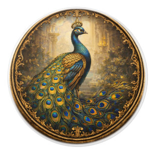 Porte En Céramique Bouton de tiroir/placard Paon Royal Vintage