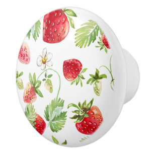 Porte En Céramique Bouton de tiroir vintage à la fraise