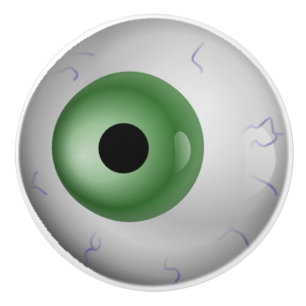 Porte En Céramique Bouton de tiroir Zombie Eyeball Vert