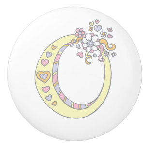 Porte En Céramique Bouton décoré d'un monogramme décoratif de poig