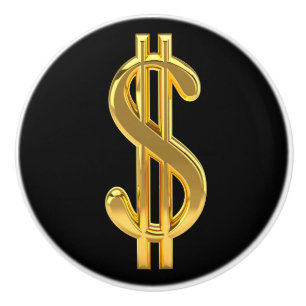 Porte En Céramique Bouton d'or de symbole dollar