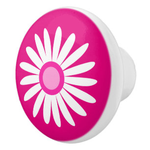 Porte En Céramique Bouton graphique de rose de marguerite