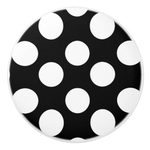 Porte En Céramique Bouton noir et blanc de meubles de point de polka