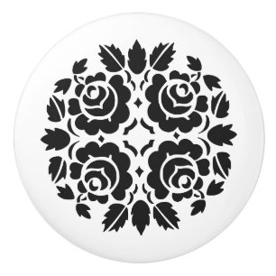 Porte En Céramique Bouton noir et blanc de tiroir de rose