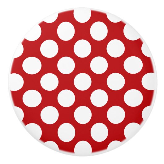 Porte En Céramique Conception de points Polka blancs - Bouton de tiro (Devant)