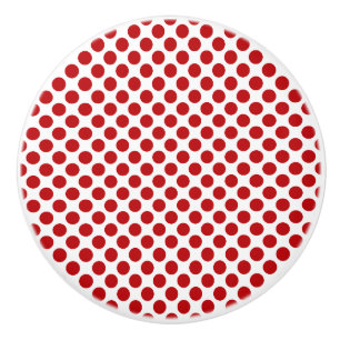 Porte En Céramique Conception de points Polka rouges - Bouton de tiro