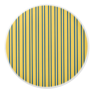 Porte En Céramique Design de bandes - Jaune et Bleu - Bouton de tiroi