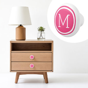 Porte En Céramique Monogramme rose chaud - Bouton de tiroir personnal