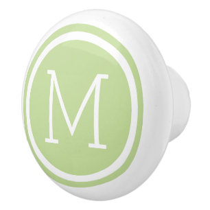 Porte En Céramique Monogramme vert à la menthe - Bouton de tiroir per