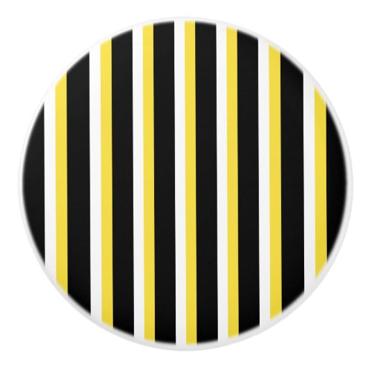 Porte En Céramique Noir, Blanc, Jaune Conception de bande - Bouton de (Devant)