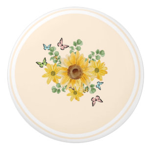 Porte En Céramique papillon floral à bouton de traction cermique