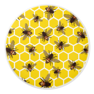 Porte En Céramique Partout abeilles sur la traction de bouton de