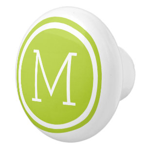 Porte En Céramique Pomme Monogramme vert bouton de tiroir personnalis