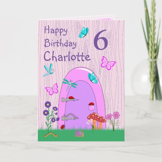Porte Fée Bonne Carte de voeux d'anniversaire plié (Devant)