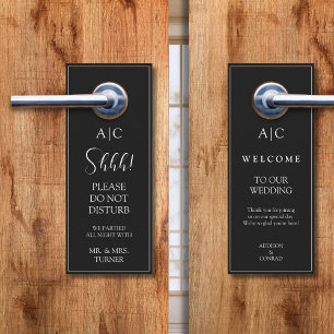 Porte Mariage de Monogramme Noir moderne Affichette de p